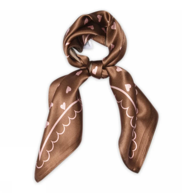 Love silk scarf - cocoa