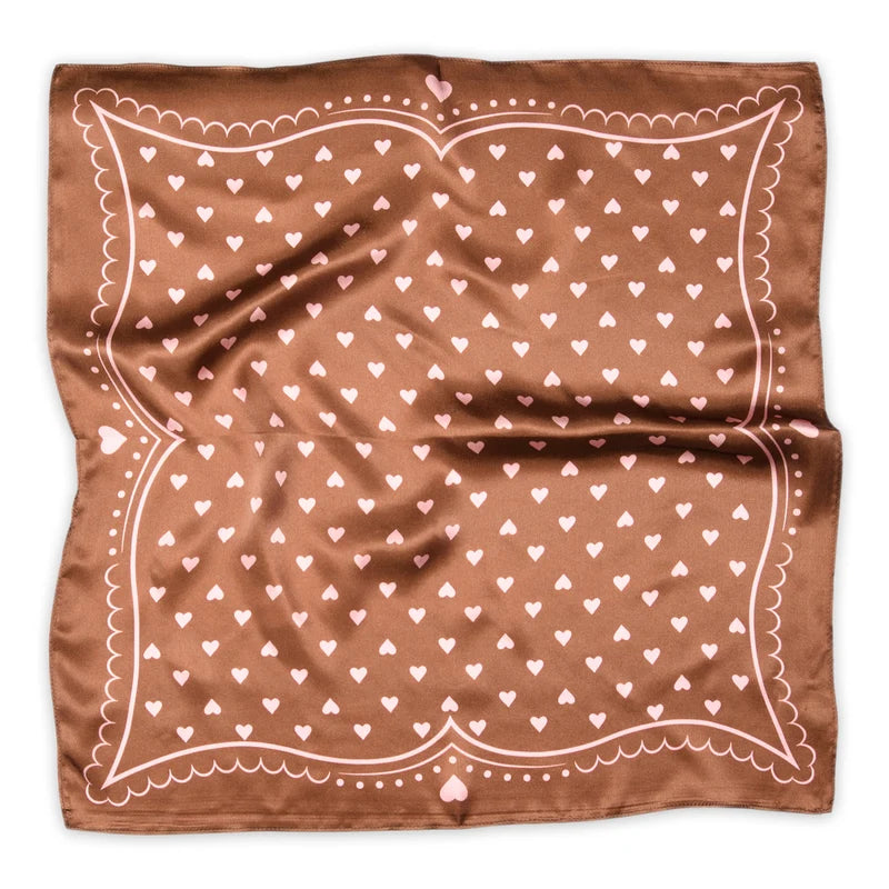 Love silk scarf - cocoa