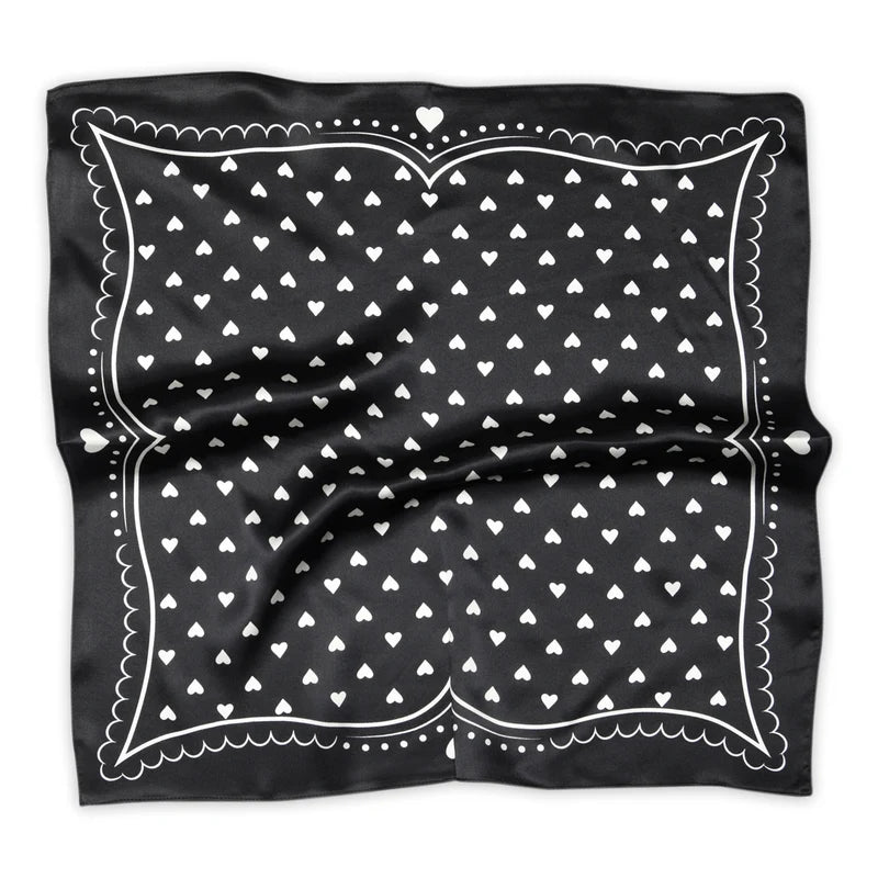 Love silk scarf - black